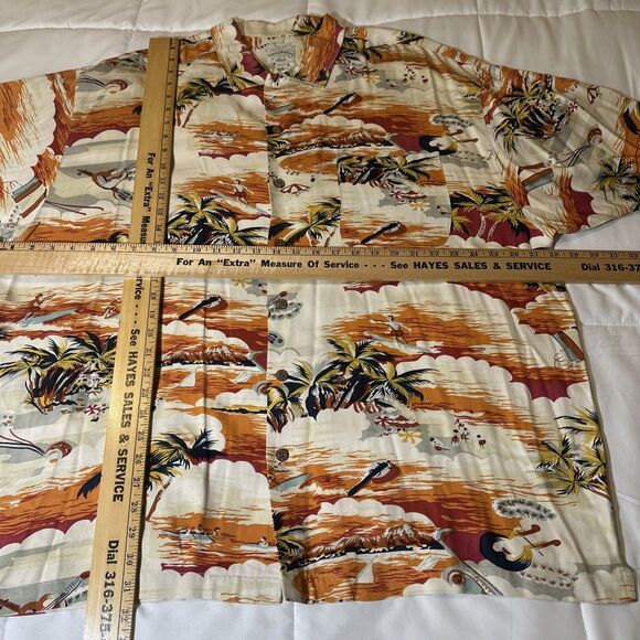Tommy Bahama Shirt Mens 2XL Multicolor Silk Button Up Hawaiian Surfers Ukuleles - Picture 4 of 11